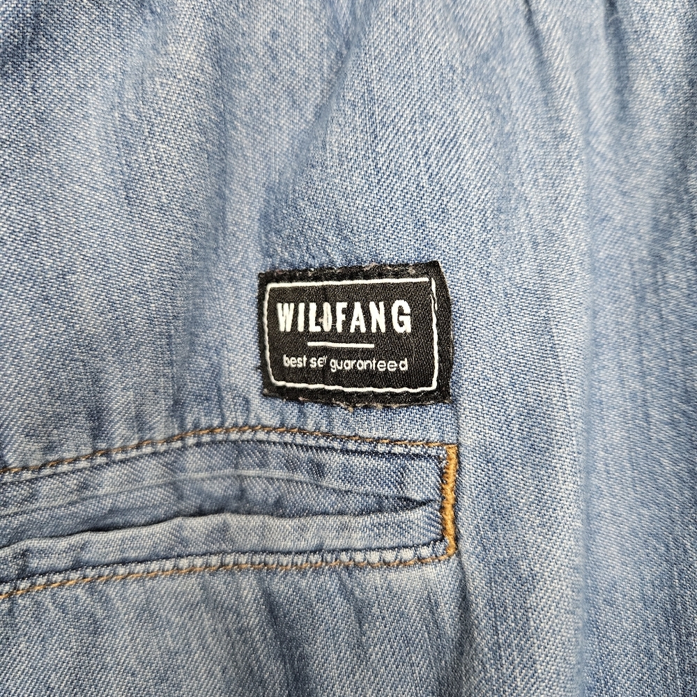 WILDFANG Essential Loose Leg Tencel Blend Culotte Wide Leg Pants Chambray 1X - Picture 9 of 15